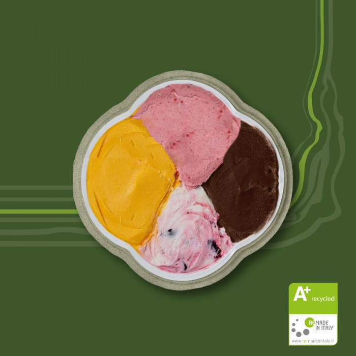 Domogel FLOWER GR. 750 ICE CREAM CONTAINER RECYCLED box of 80 pcs