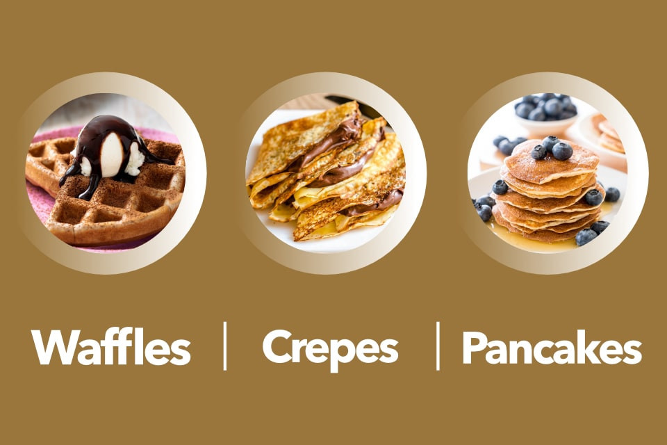 Time for sweet temptations. Discover the mix for Pancakes, Waffles and Crepes.